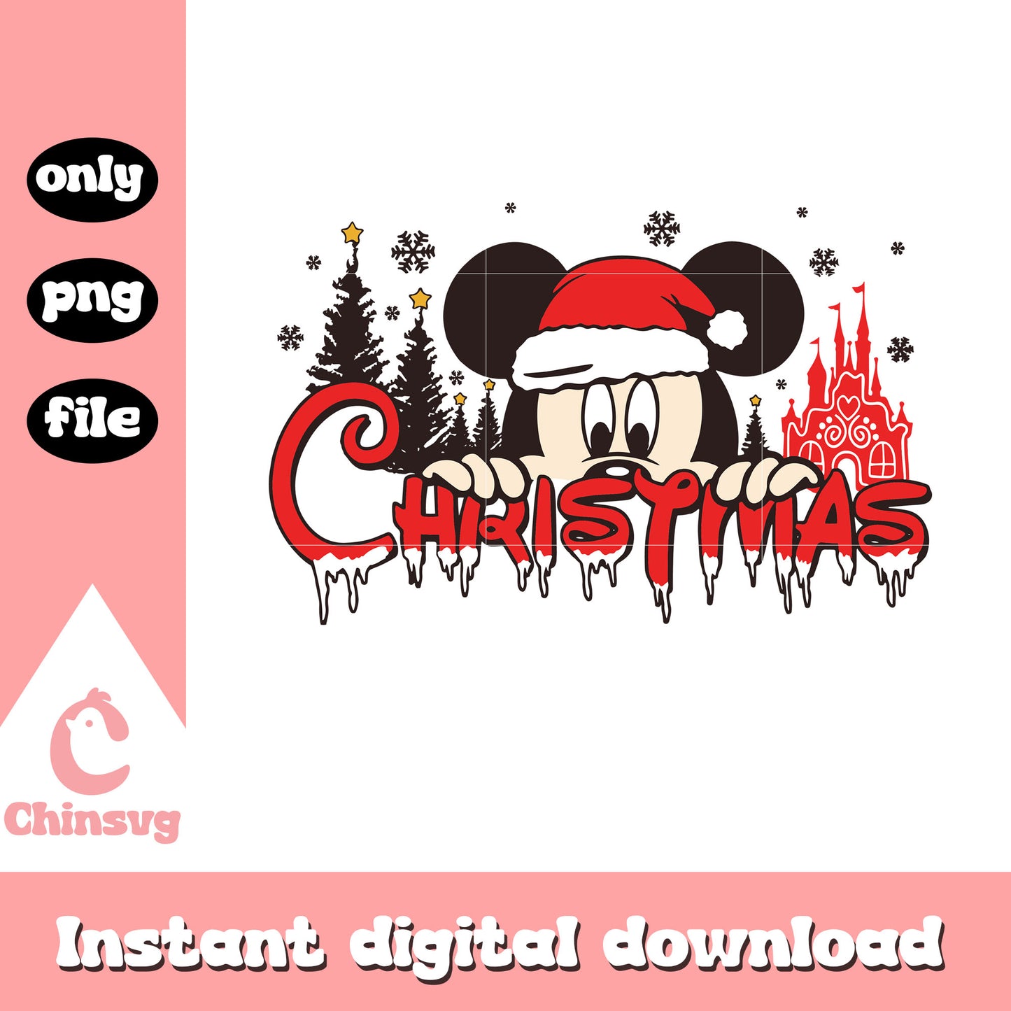 Mickey half face christmas design png, mickey christmas​ png