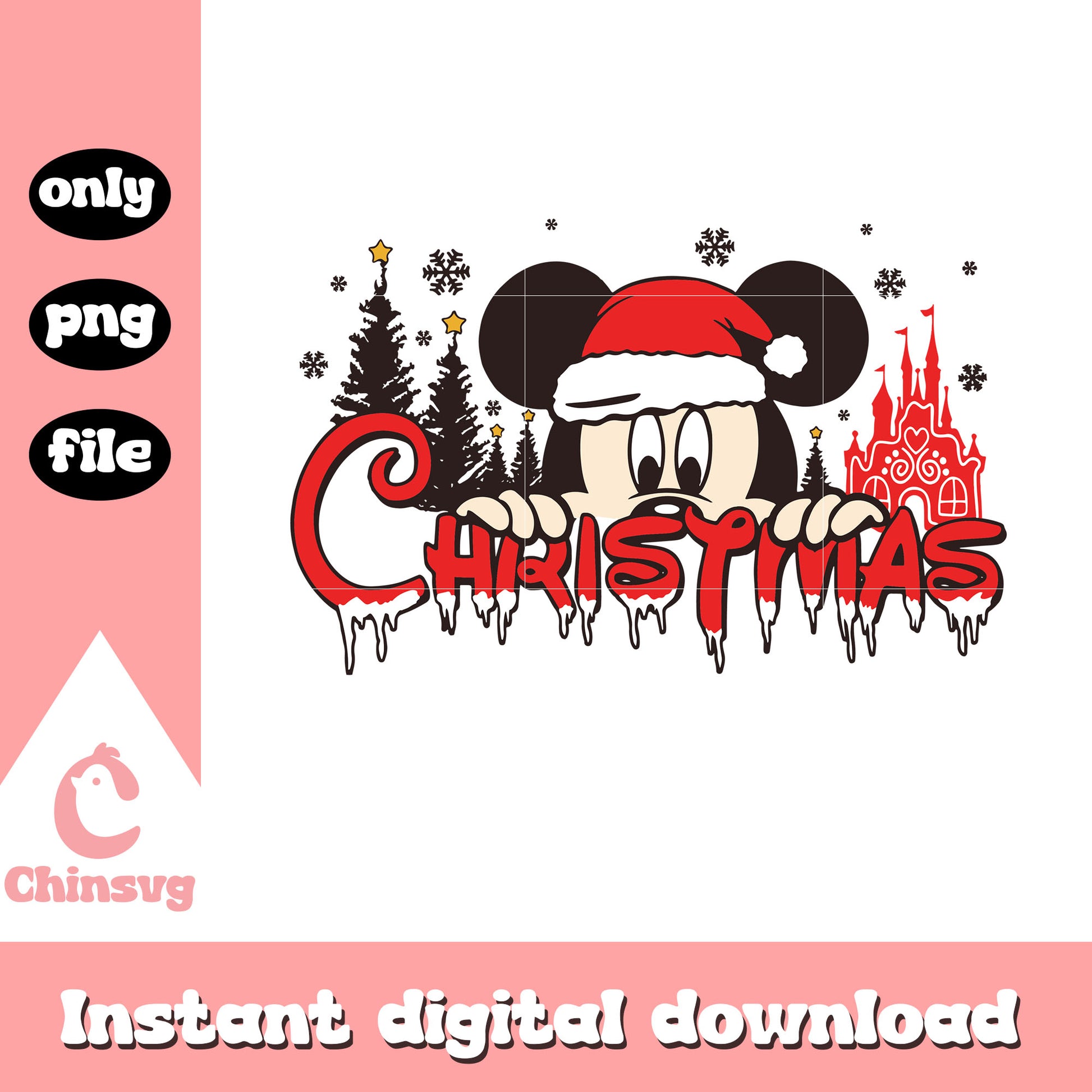 Mickey half face christmas design png, mickey christmas​ png