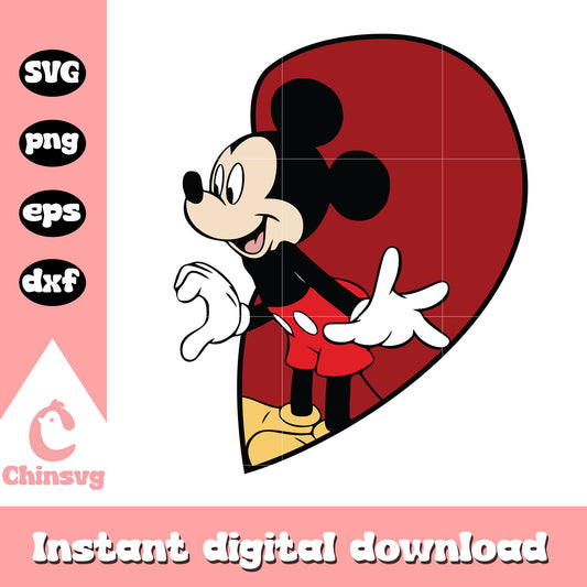 Mickey half heart valentine's day svg, disney valentine svg