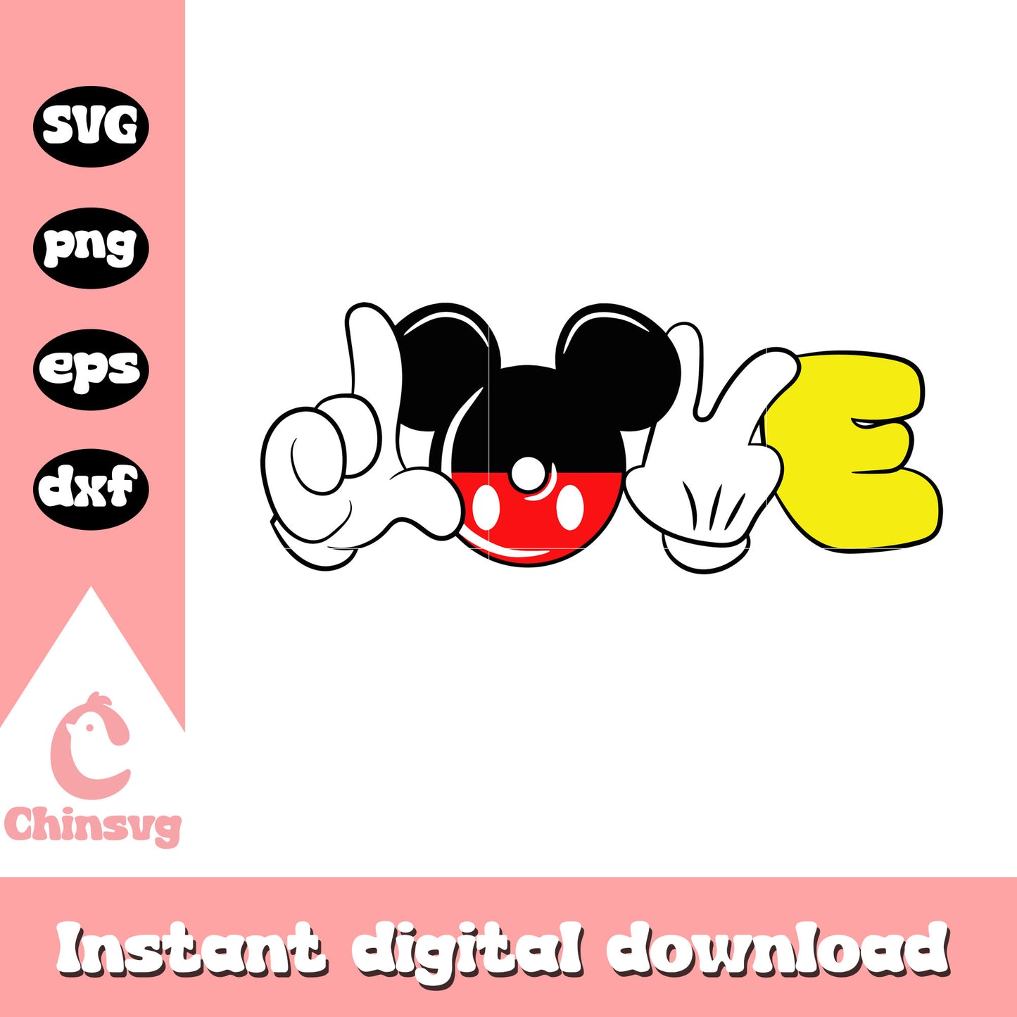 Mickey hand love valentines svg, mickey​ mouse svg, love svg