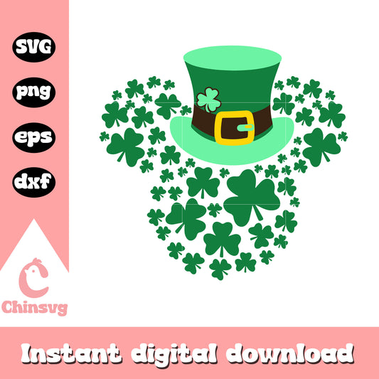 Mickey hat st patrick's day svg, mickey head svg, st patrick's day svg