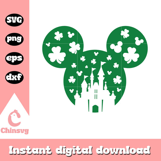 Mickey head castle clover patrick's day svg, st patrick's day svg