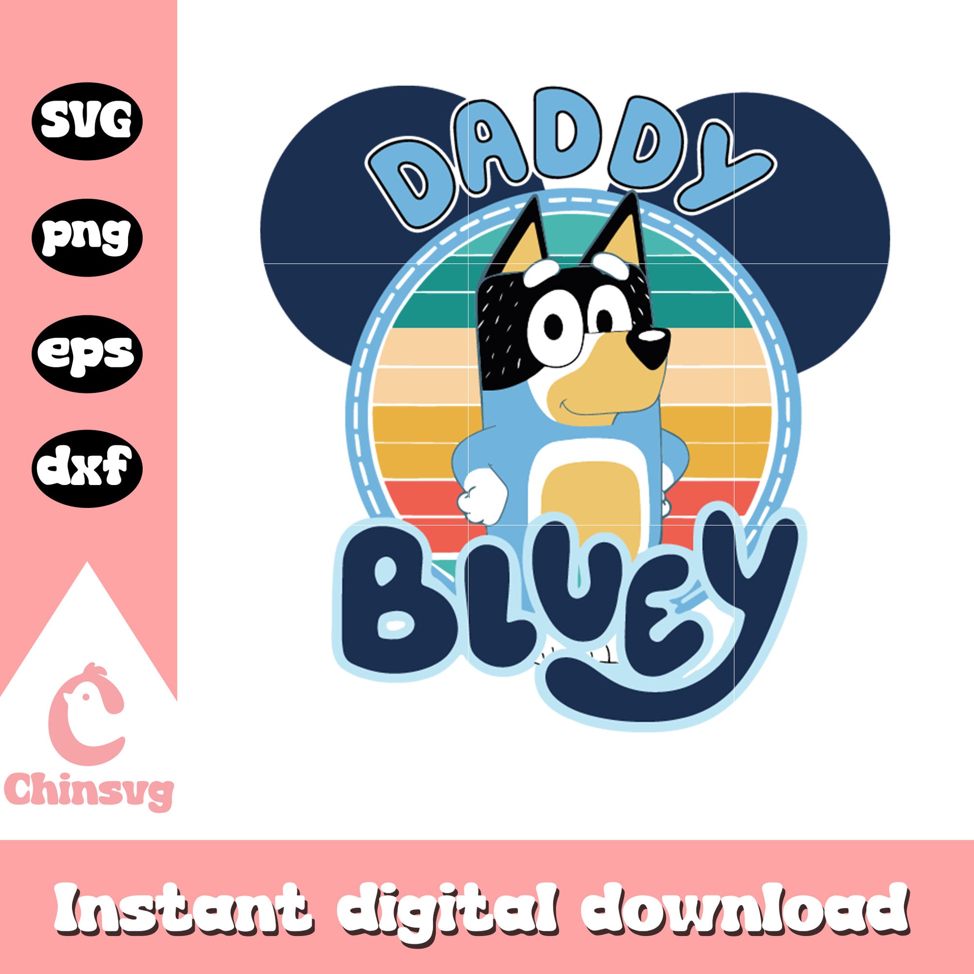 Mickey head daddy bluey design svg, cast of bluey svg