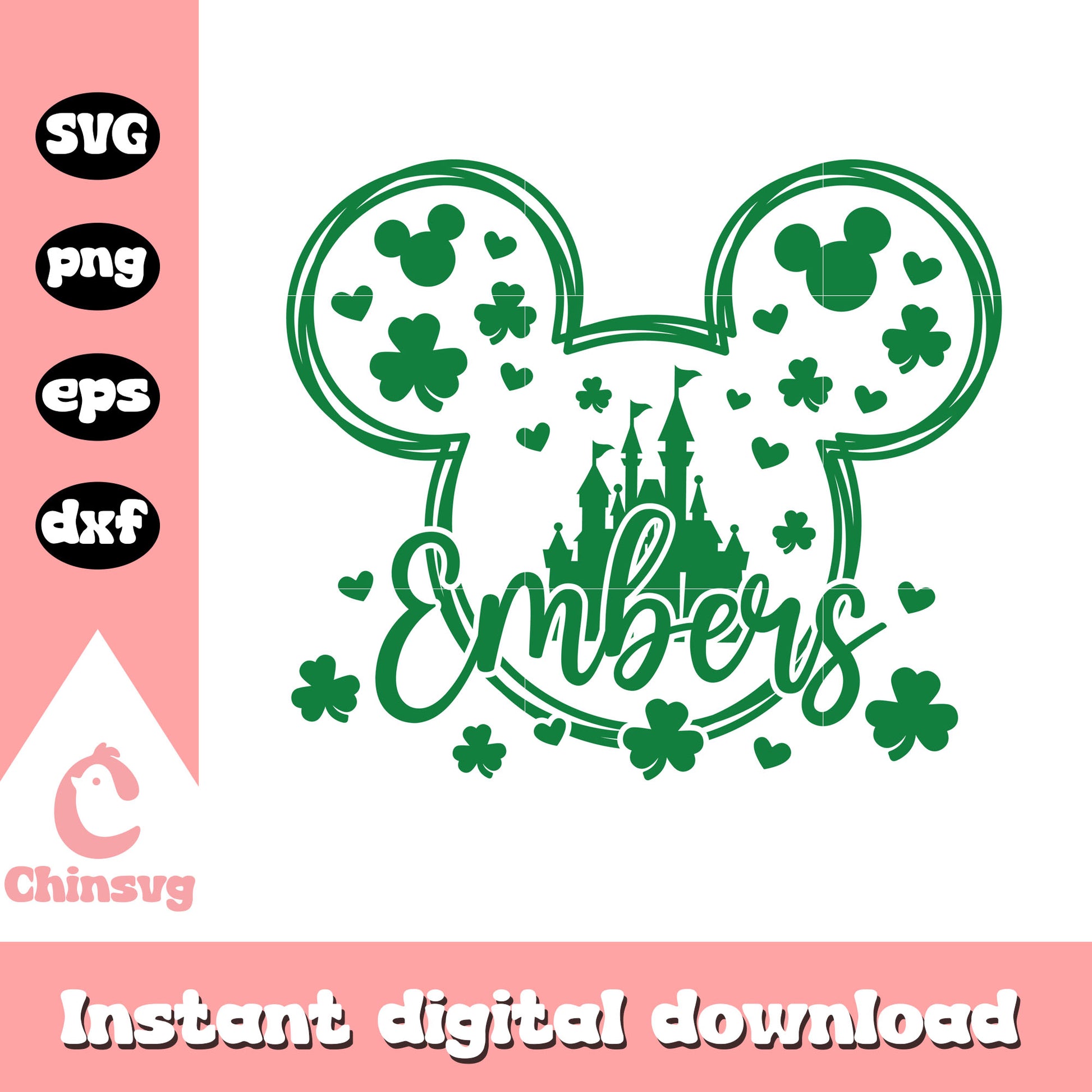 Mickey head embers st patrick's day svg, st patrick's day svg