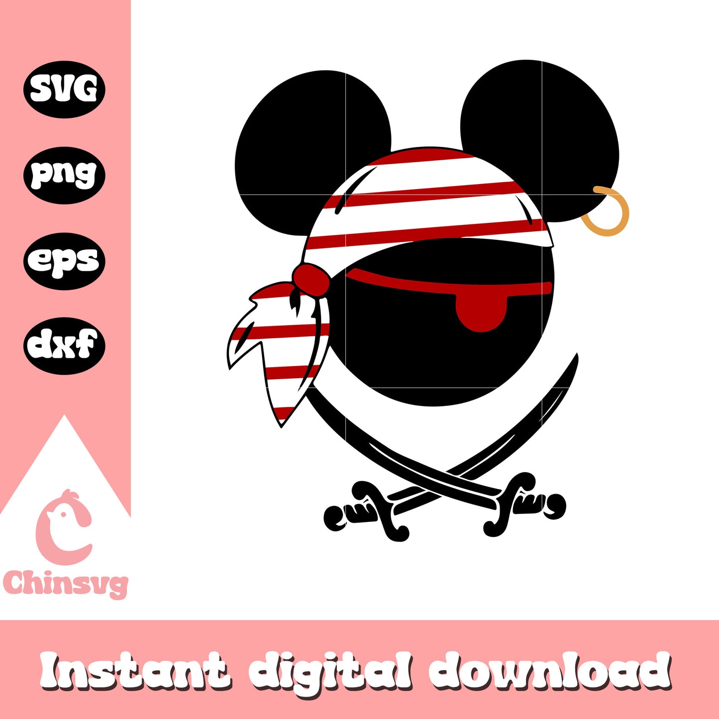 Mickey head pirate svg, mickey mouse pirate svg, mickey head svg