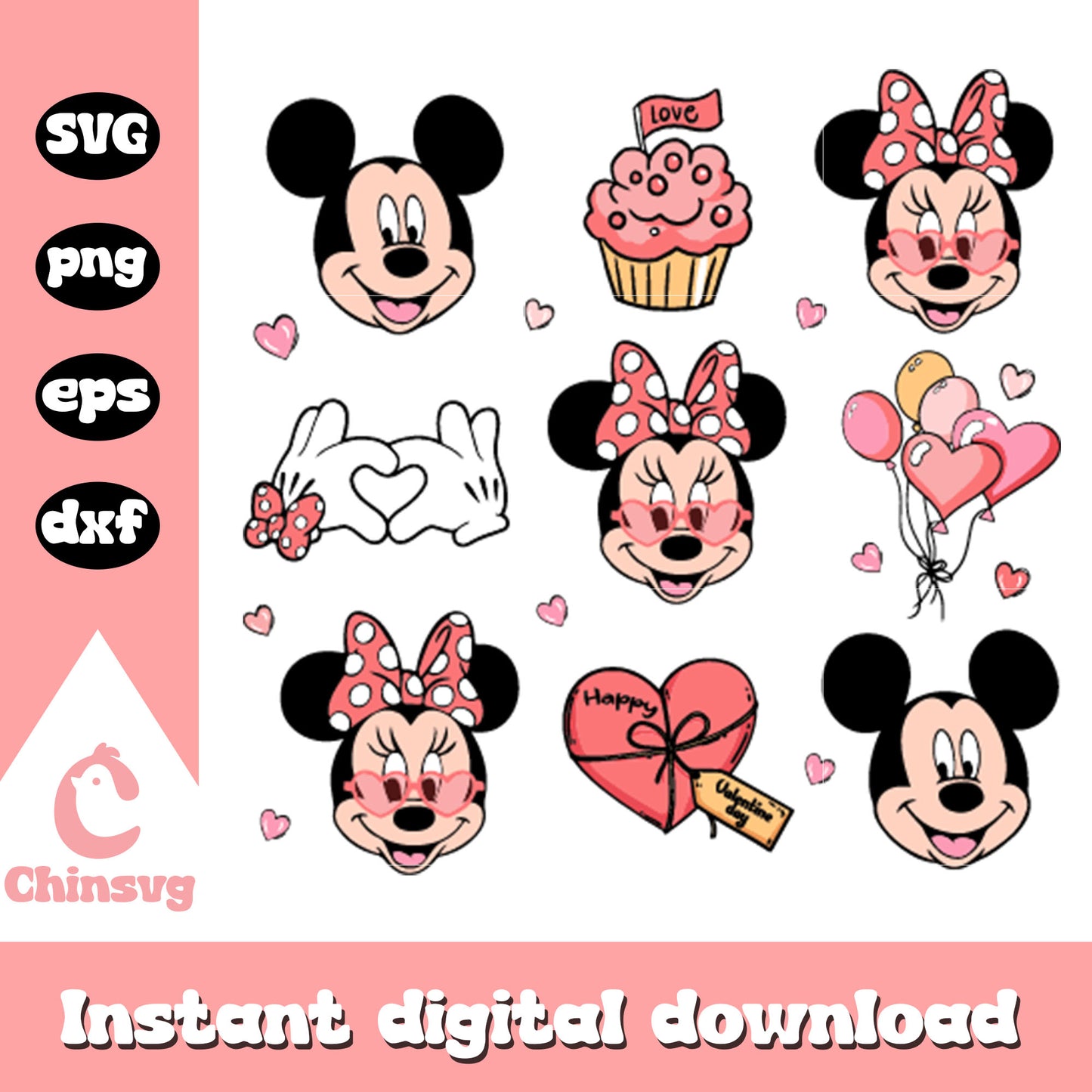 Mickey minnie face valentine svg, mickey minnie svg, disney valentine svg