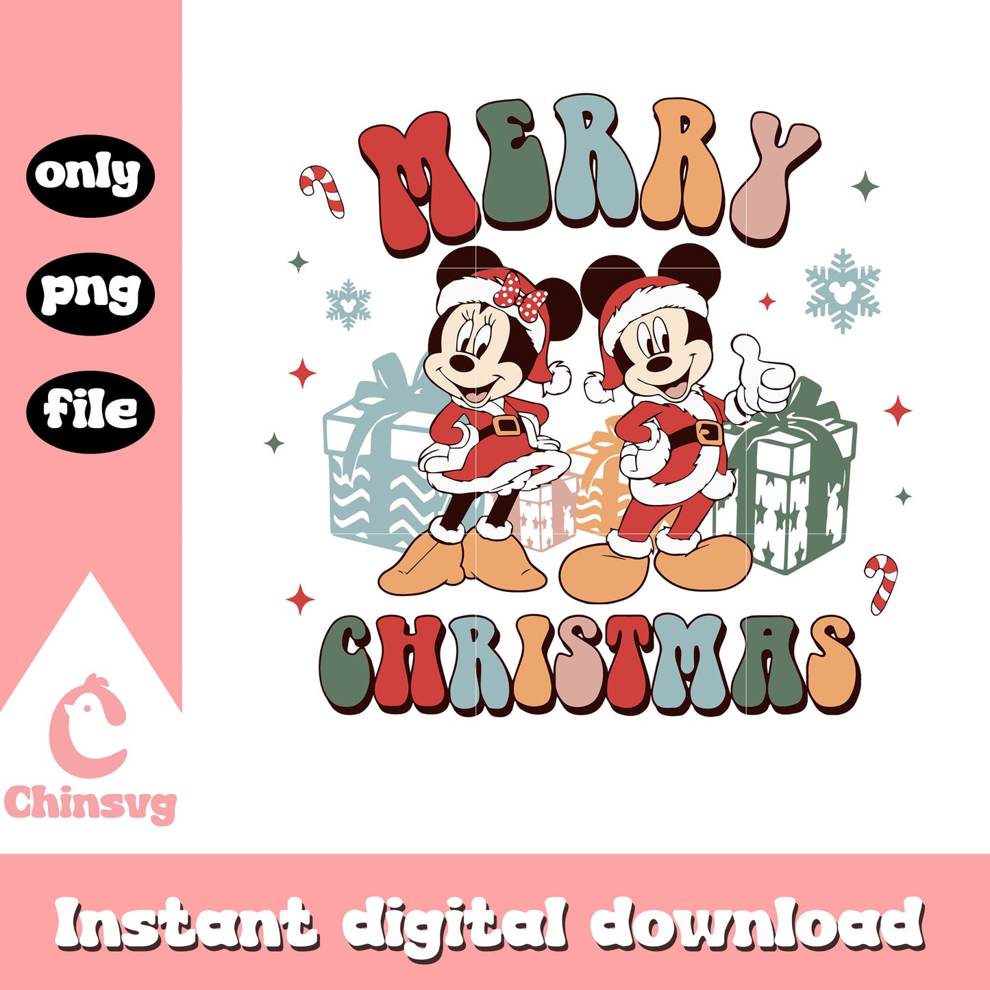 Mickey minnie merry christmas present png, christmas mickey minnie​ png