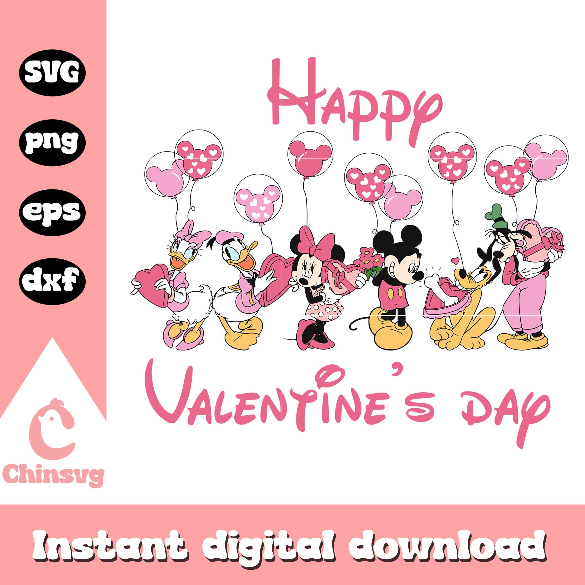 Mickey mouse friends happy valentine's day svg, valentine svg