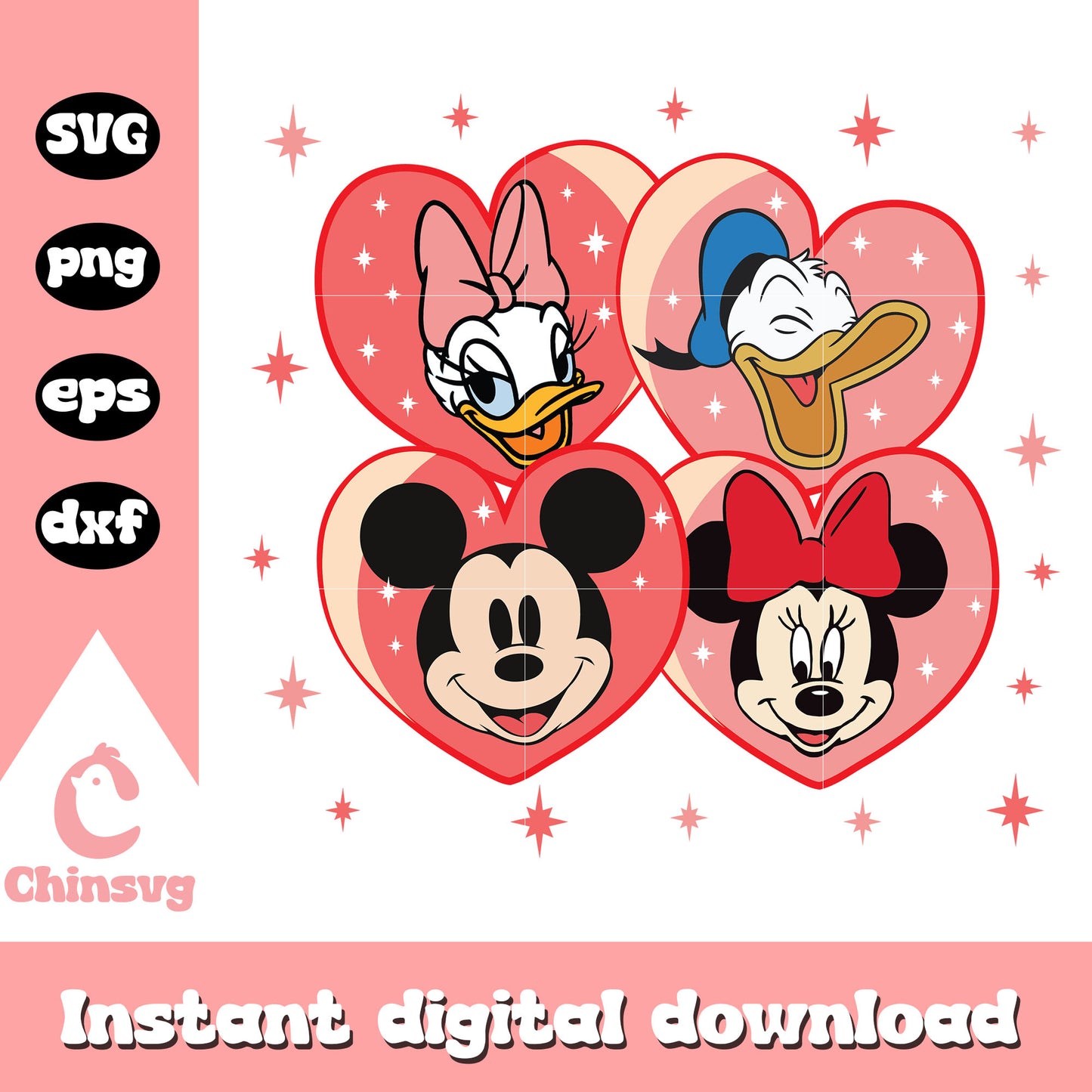 Mickey mouse friends heart valentine svg, disney valentine svg