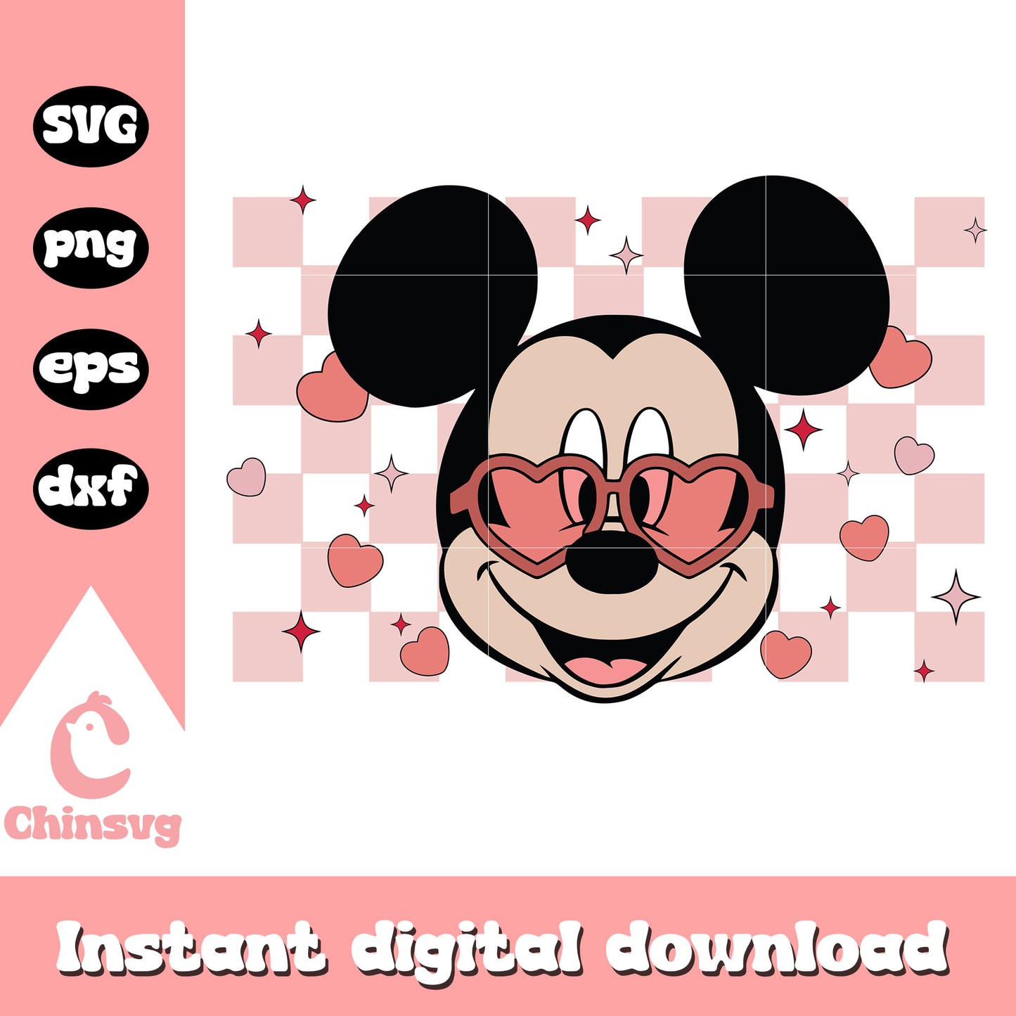 Mickey mouse glasses valentine svg, disney valentine svg