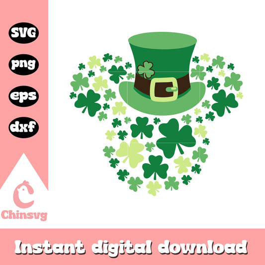 Mickey mouse head clover svg, st patrick's day svg, disney svg