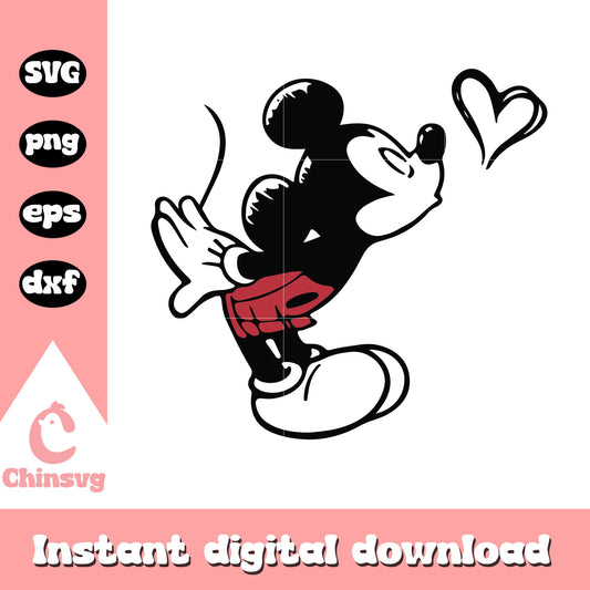 Mickey mouse heart kiss svg, valentine day svg, couple svg