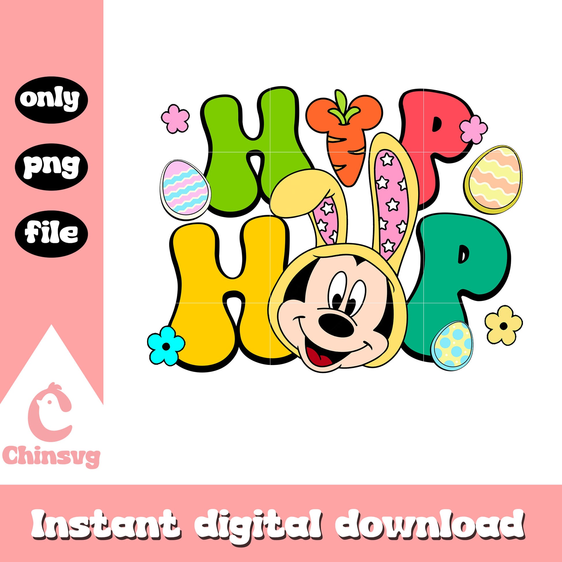 Mickey mouse hip hop font design png, disney easter png