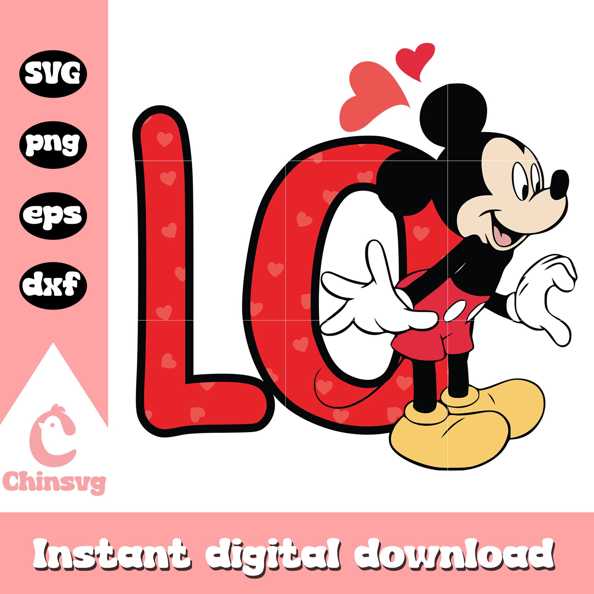 Mickey mouse lo valentine svg, mickey mouse svg, disney valentine svg