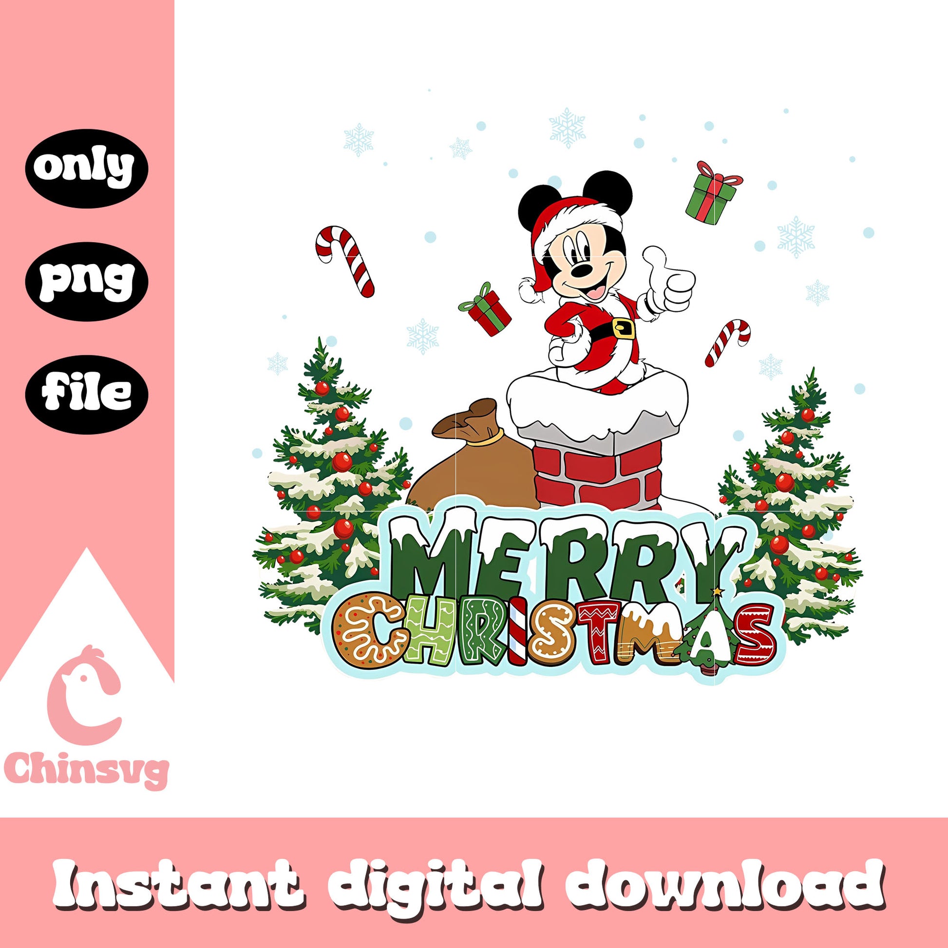 Mickey mouse santa christmas snow design png, christmas mickey mouse​ png