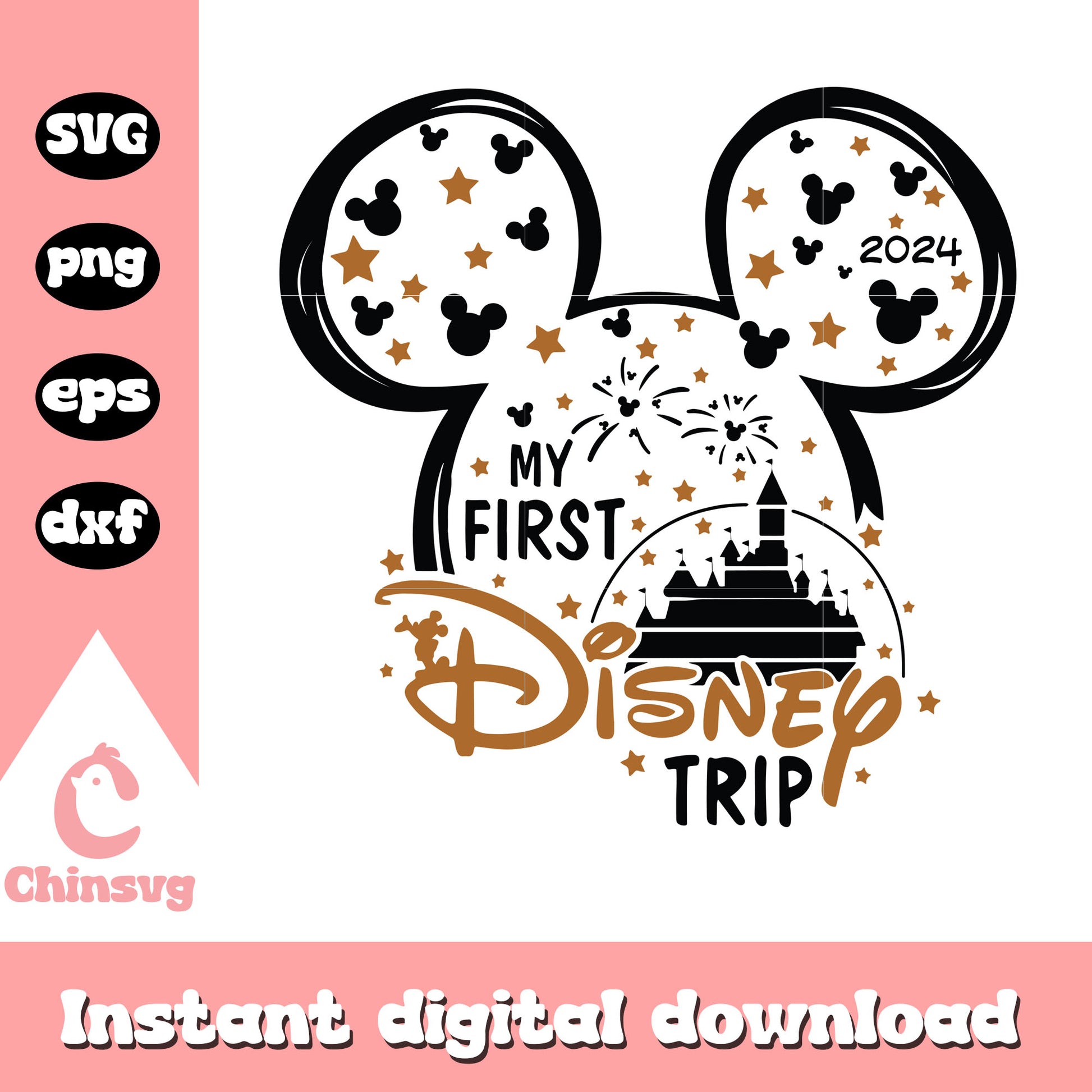 Mickey my first disney trip 2024 design svg, disney castle svg