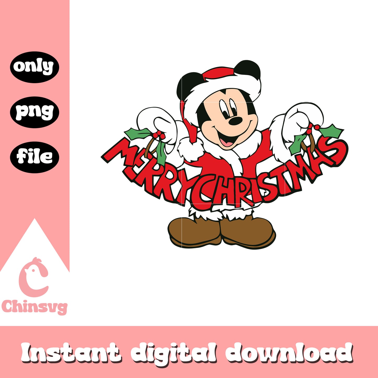 Mickey santa claus merry christmas png, mickey mouse santa​ png