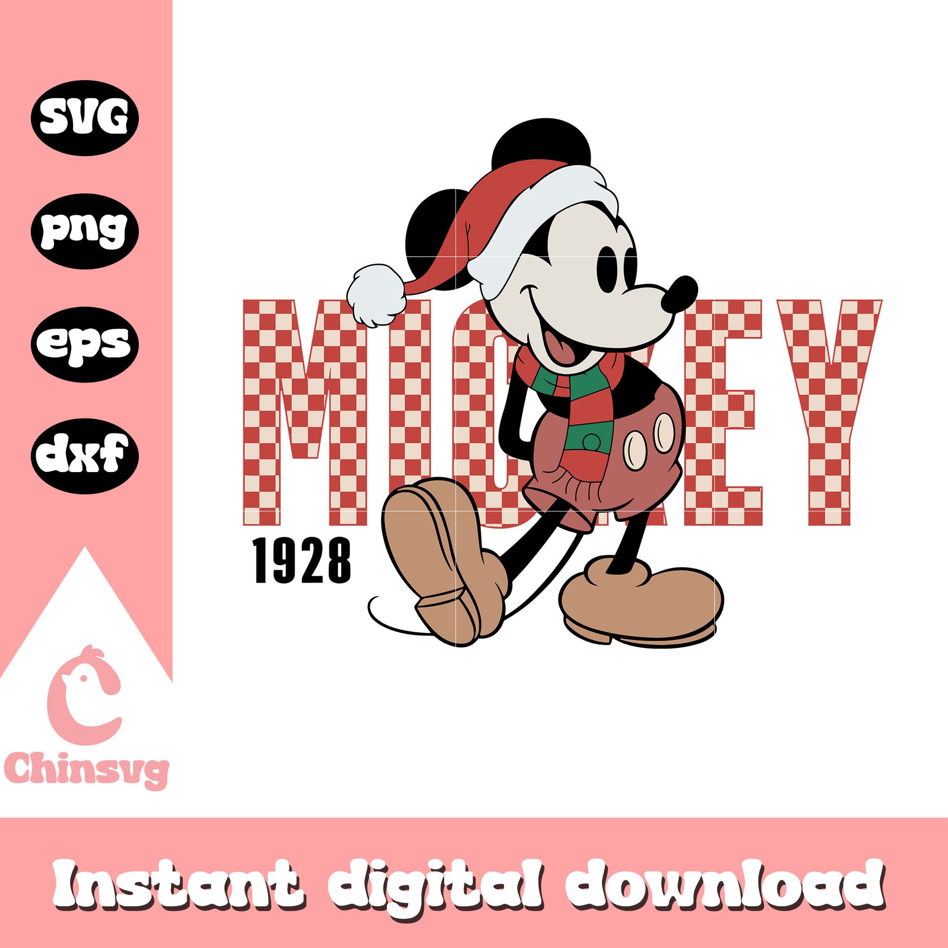 Mickey santa hat character svg, mickey mouse svg, disney svg