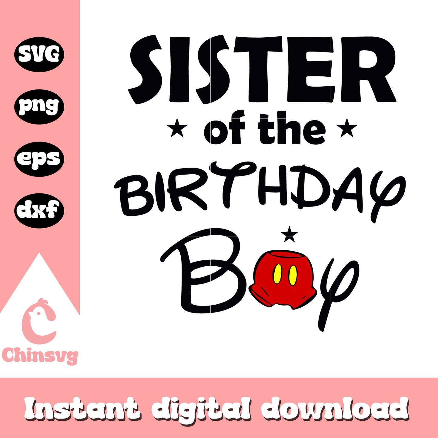 Mickey sister of the birthday boy svg, mickey mouse birthday svg