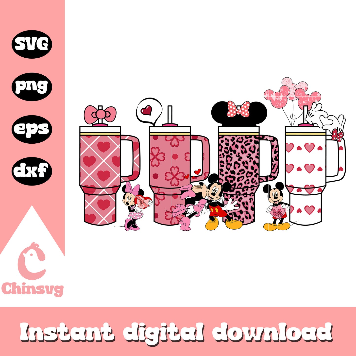 Mickey valentines Day Cup Stanley Tumbler svg, disney valentine svg