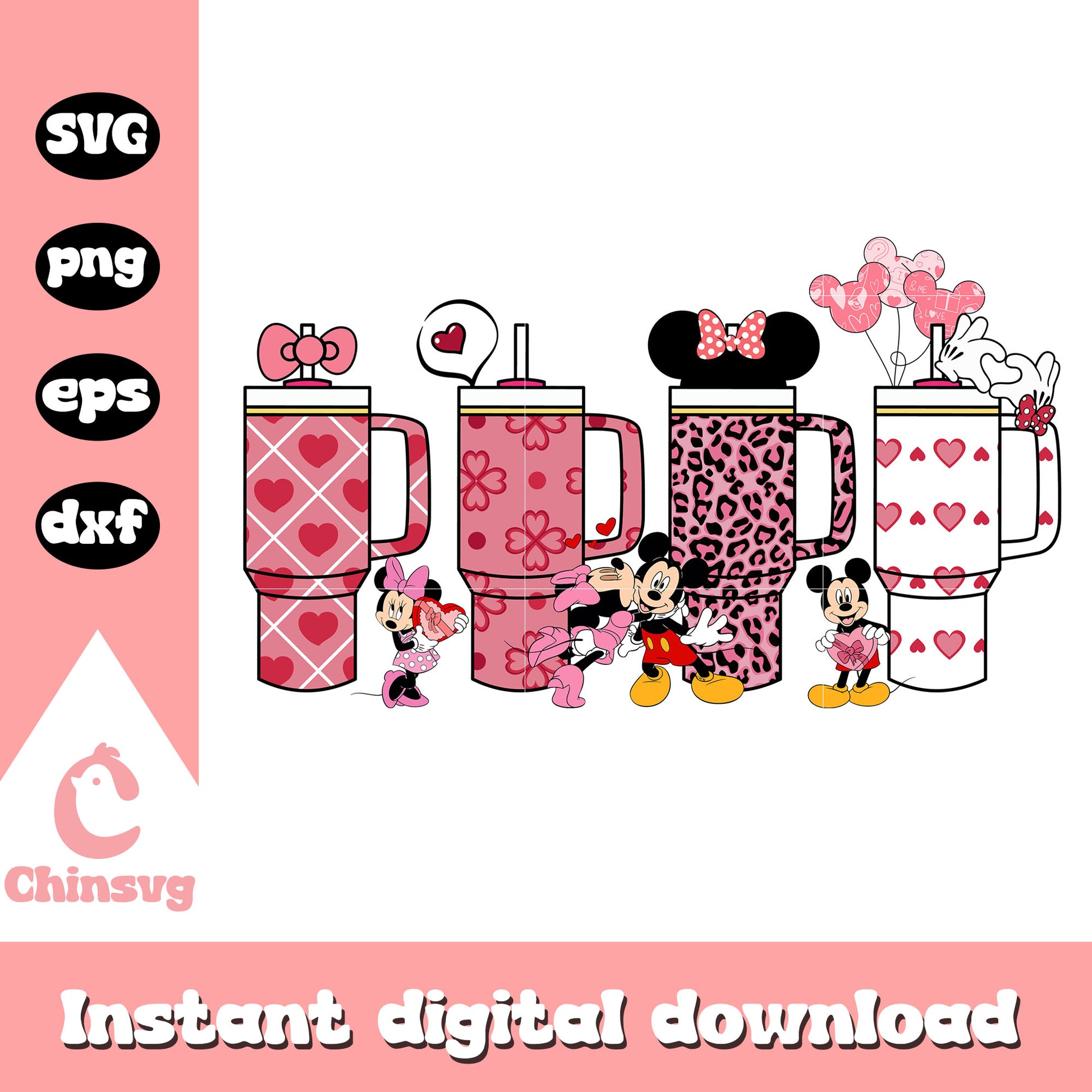 Mickey valentines Day Cup Stanley Tumbler svg, disney valentine svg