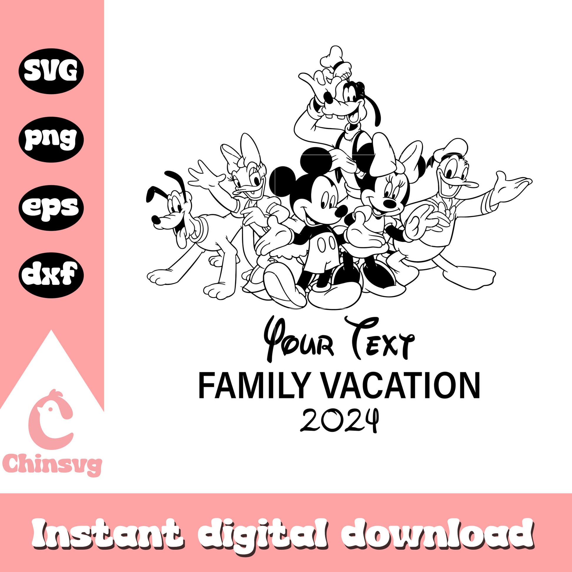 Mickey your text family vacation 2024 svg, mickey and friends svg