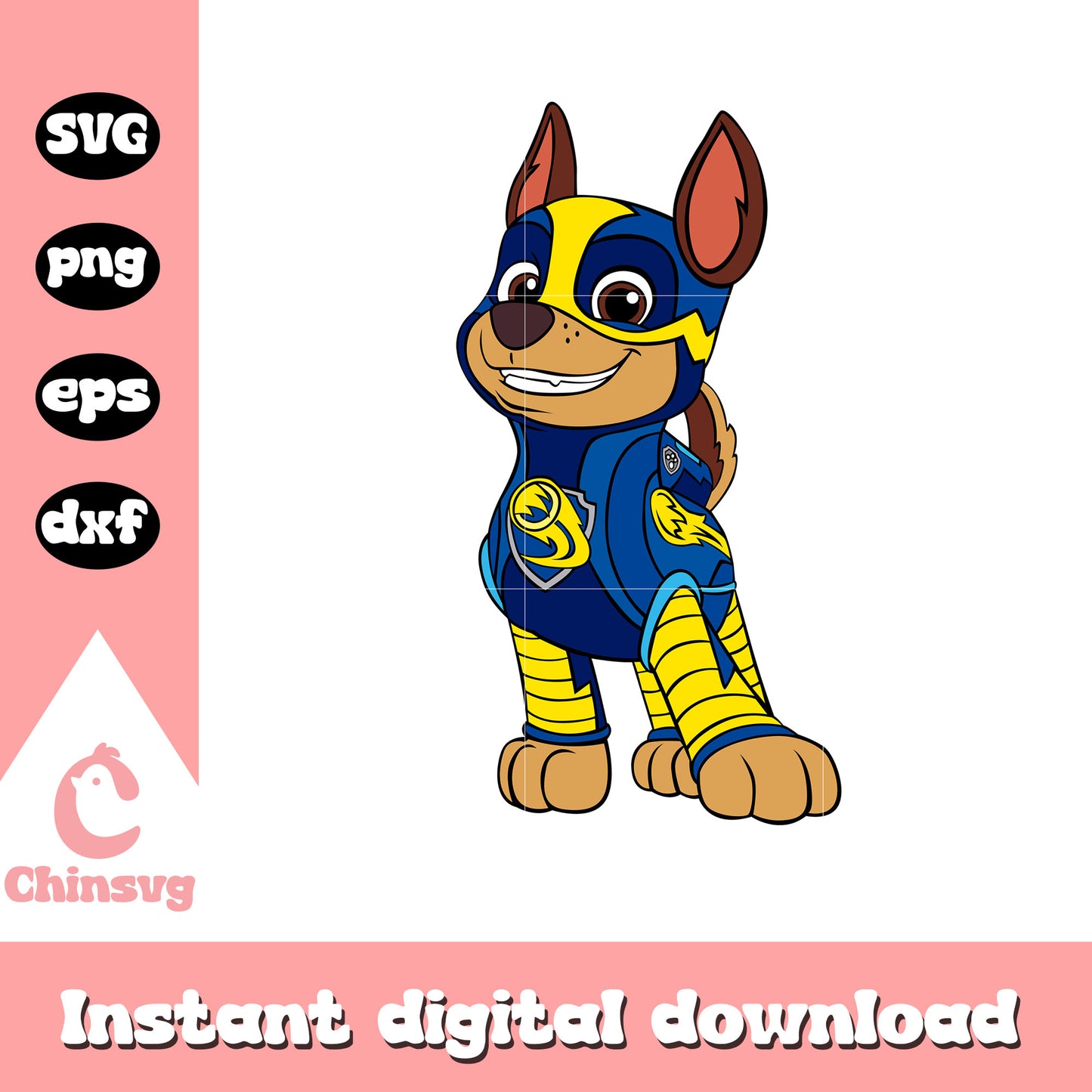 Mighty pups super paw patrol chase svg, paw patrol chase svg