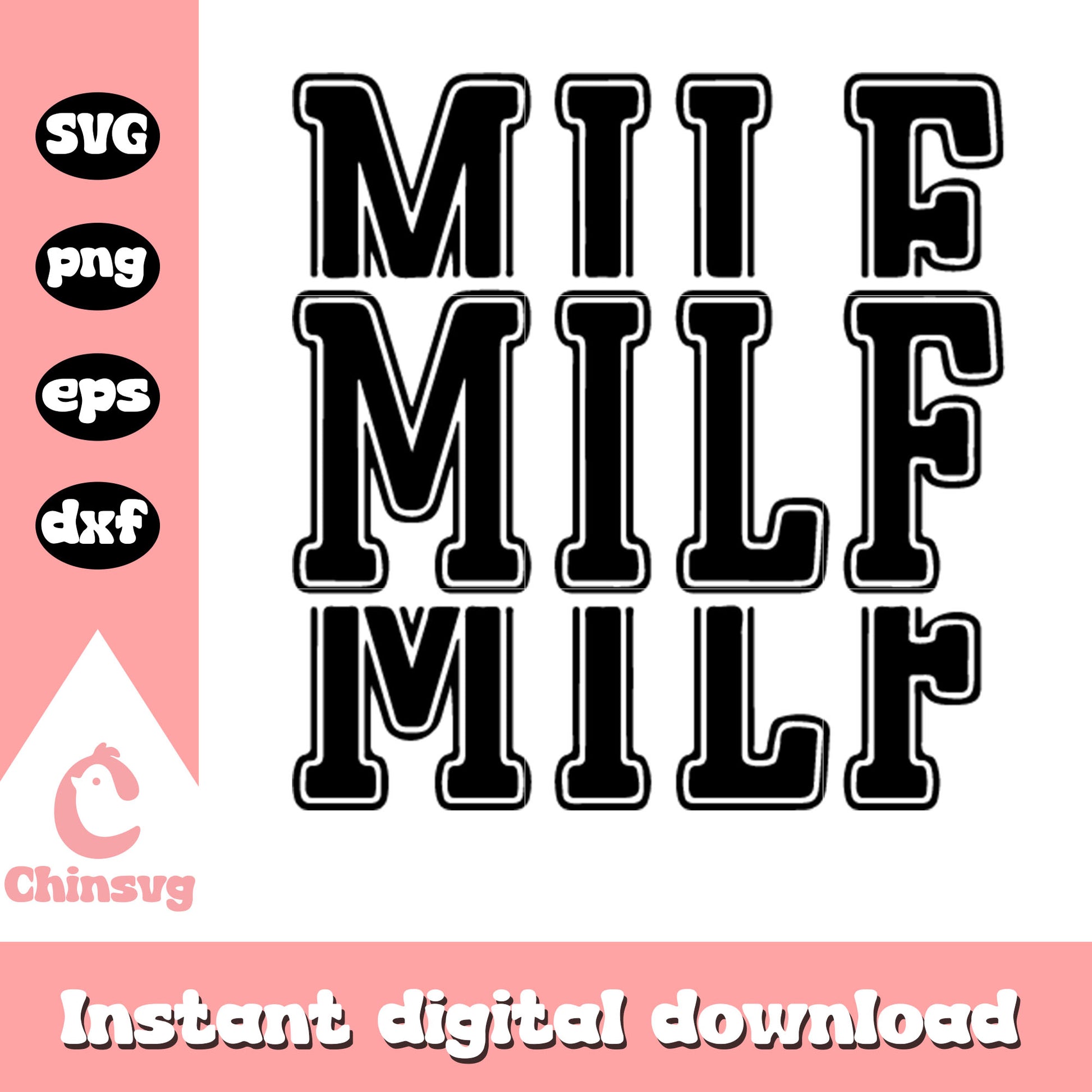 Milf watermark stamp text caption between stock svg, milf svg