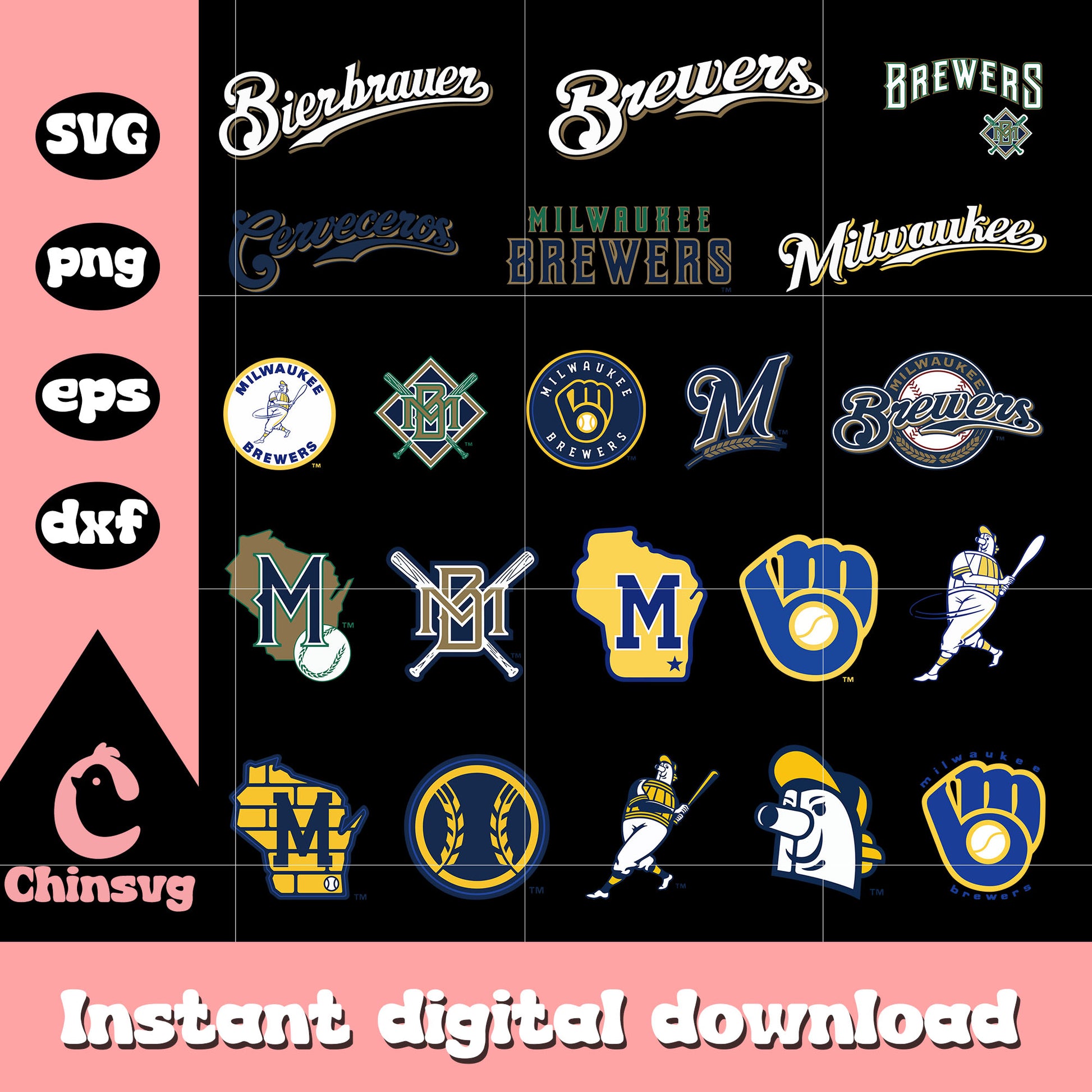 Milwaukee brewers logo design bundle svg, milwaukee brewers​ svg