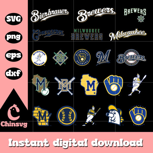 Milwaukee brewers logo design bundle svg, milwaukee brewers​ svg