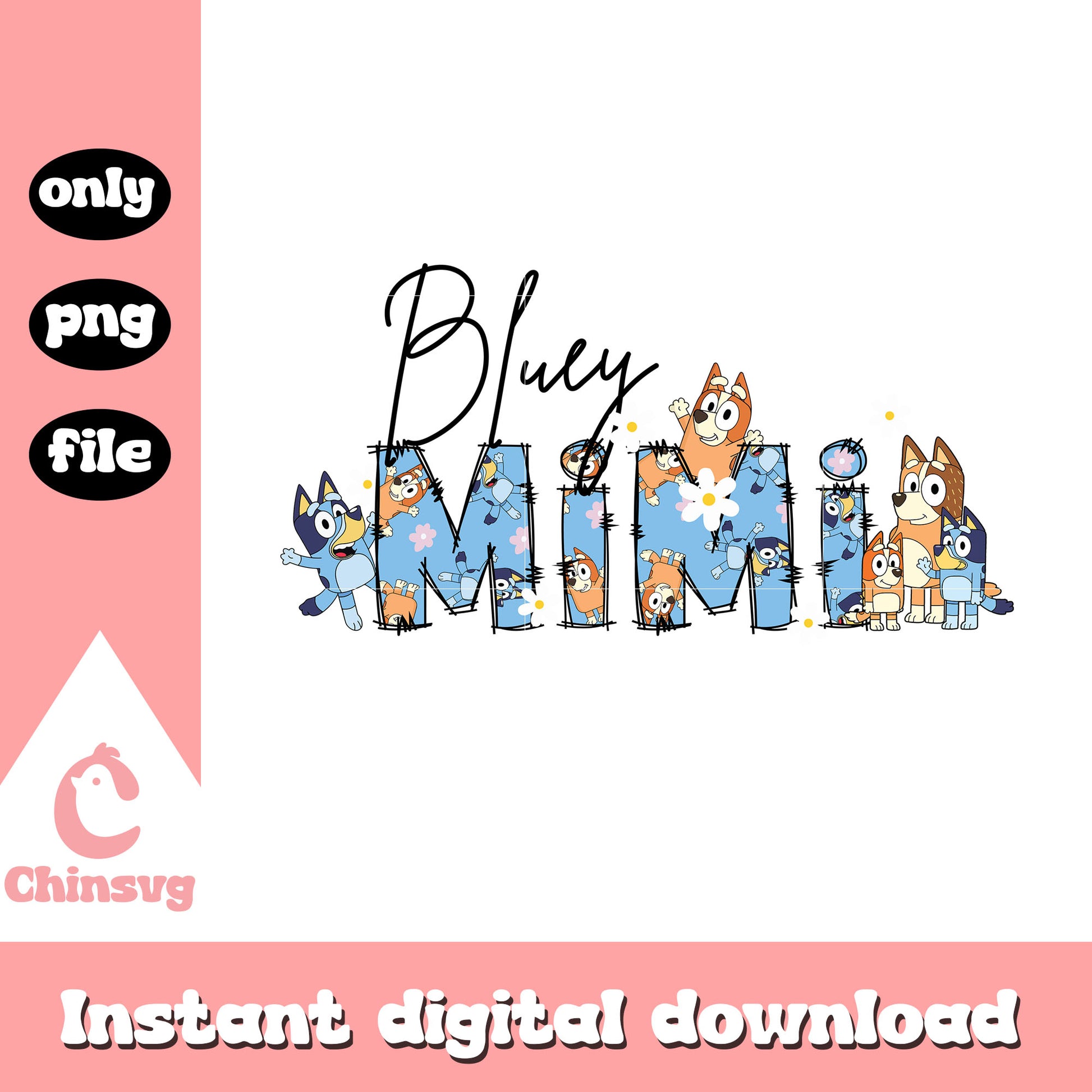 Mimi bluey bingo font design png, font design png, bluey bingo png