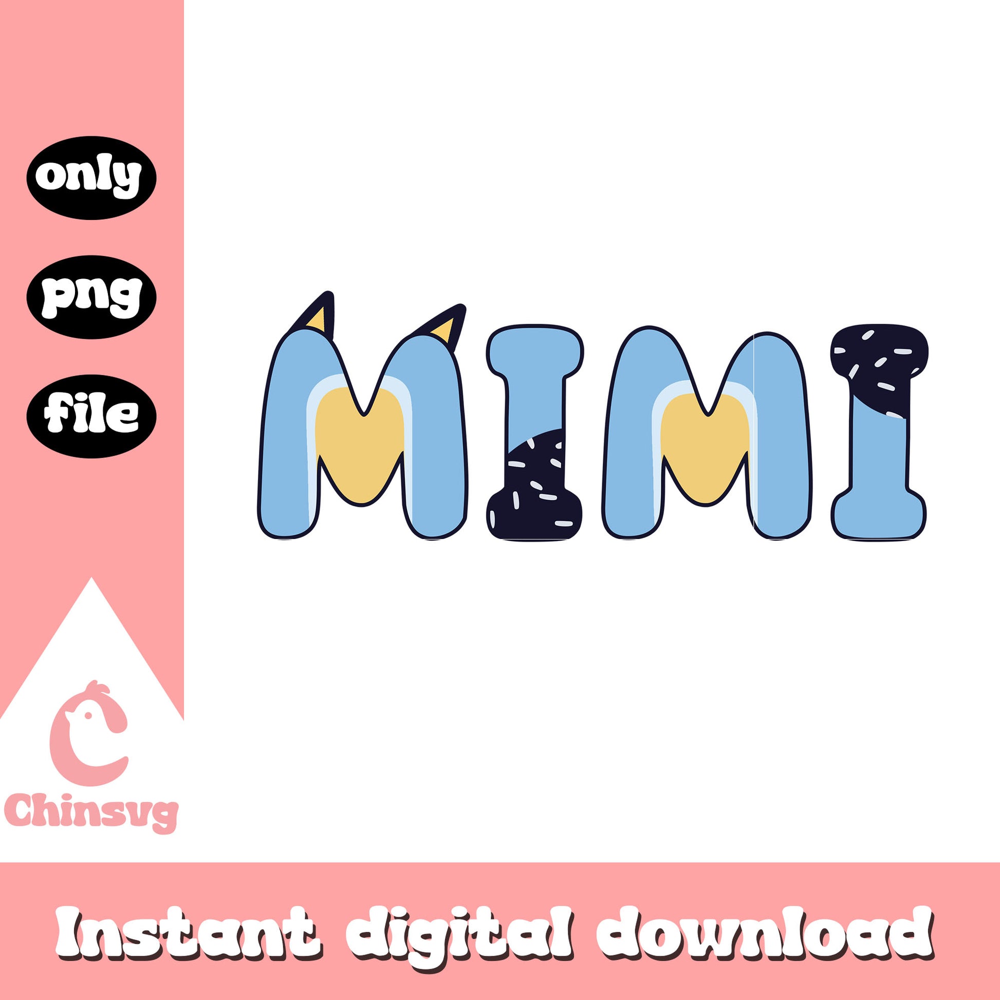 Mimi bluey font design png, bluey cartoon png, font png