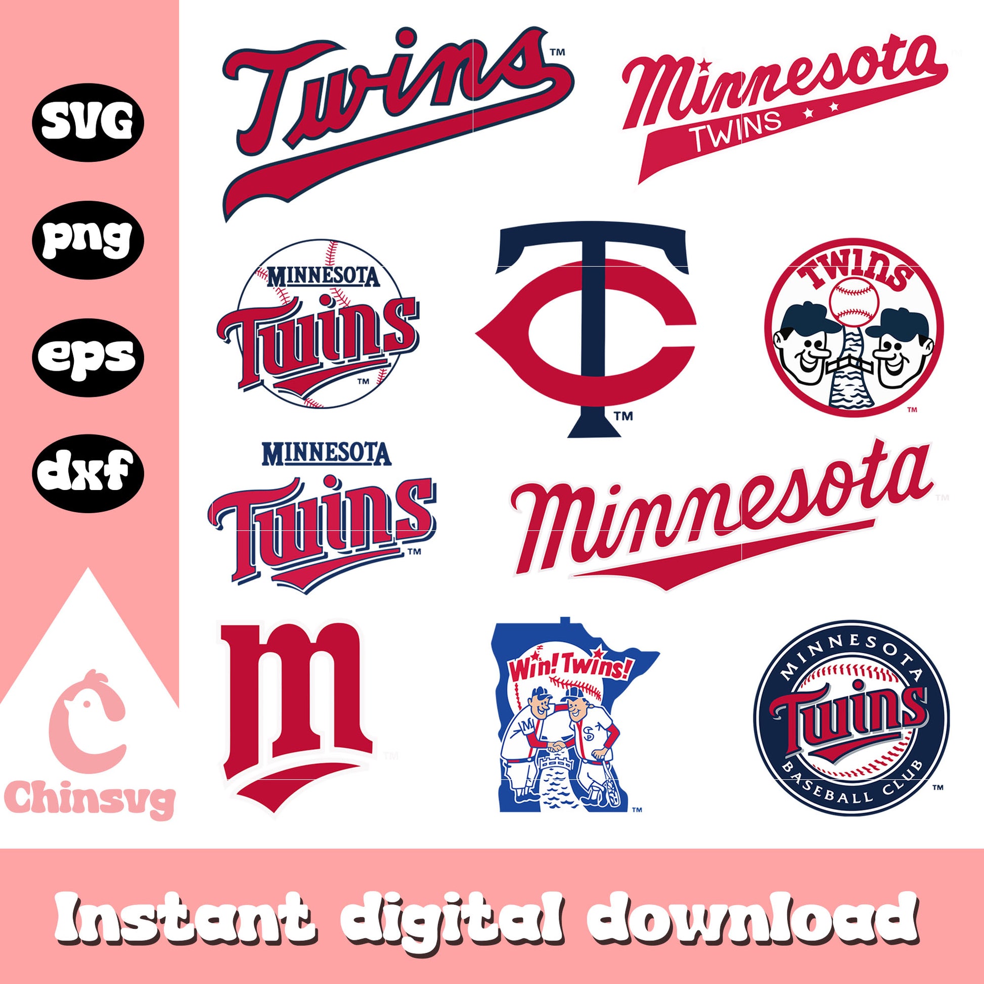 Minnesota twins logo design bundle svg, minnesota twins​ svg