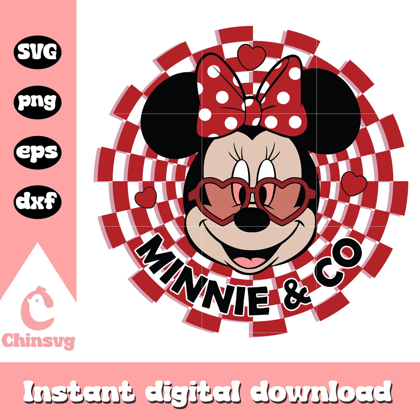 Minnie and co face valentine svg, minnie mouse valentine's day