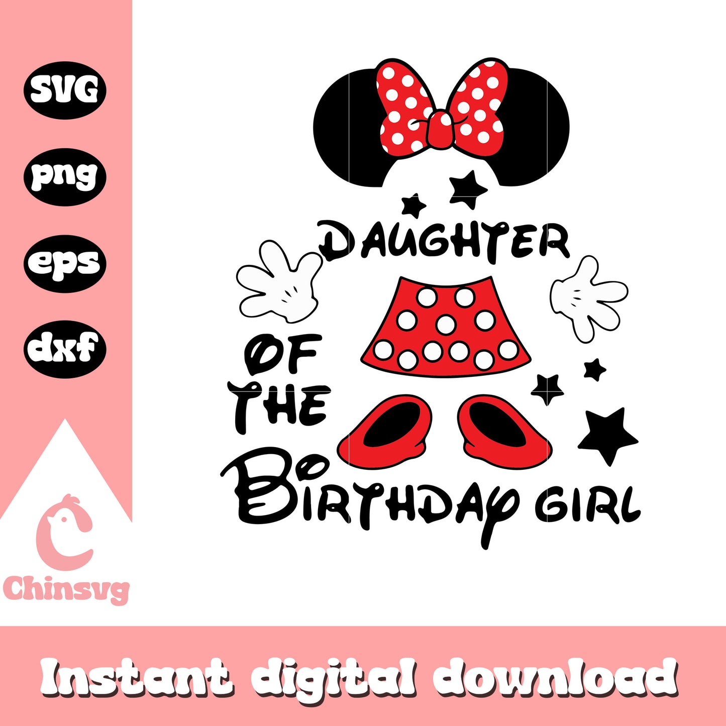 Minnie daughter of the birthday girl svg, minnie mouse for birthday svg