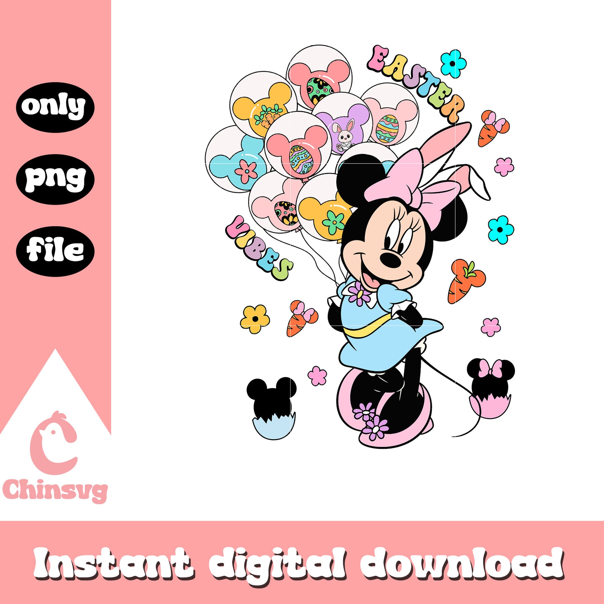 Minnie easter vibes design png, easter vibes png, minnie mouse png