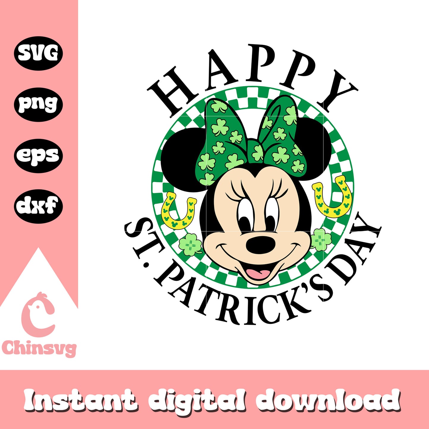 Minnie face happy st patrick's day svg, st patrick's day svg