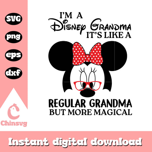 Minnie face i'm a disney grandma svg, minnie mouse face svg