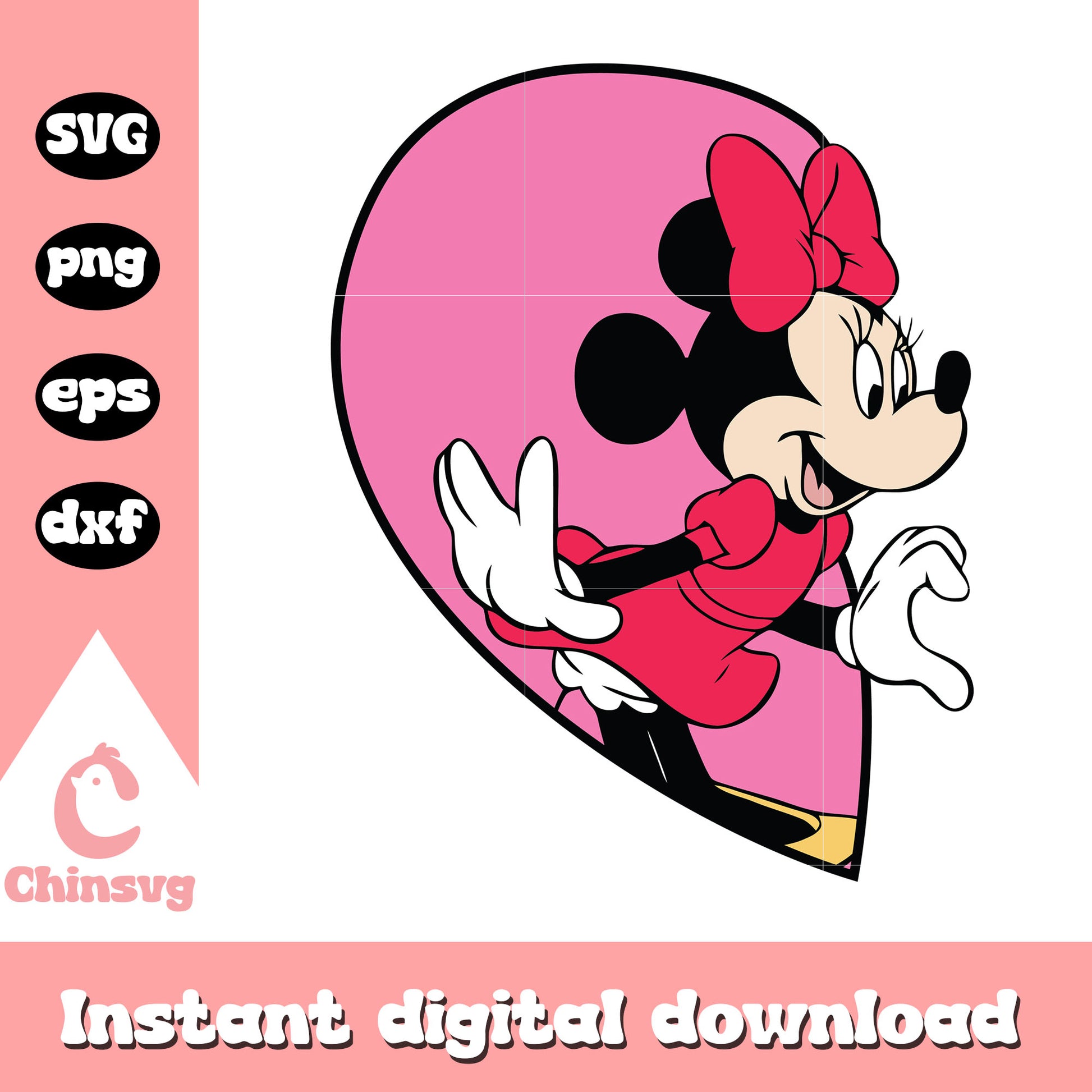 Minnie half heart valentine's day svg, disney valentine svg