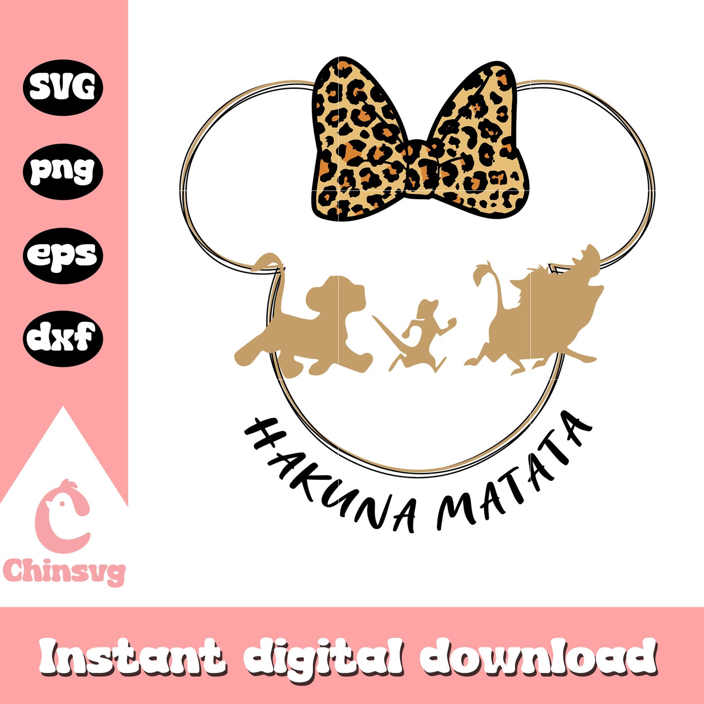 Minnie head Hakuna matata svg, lion king svg, minnie head svg