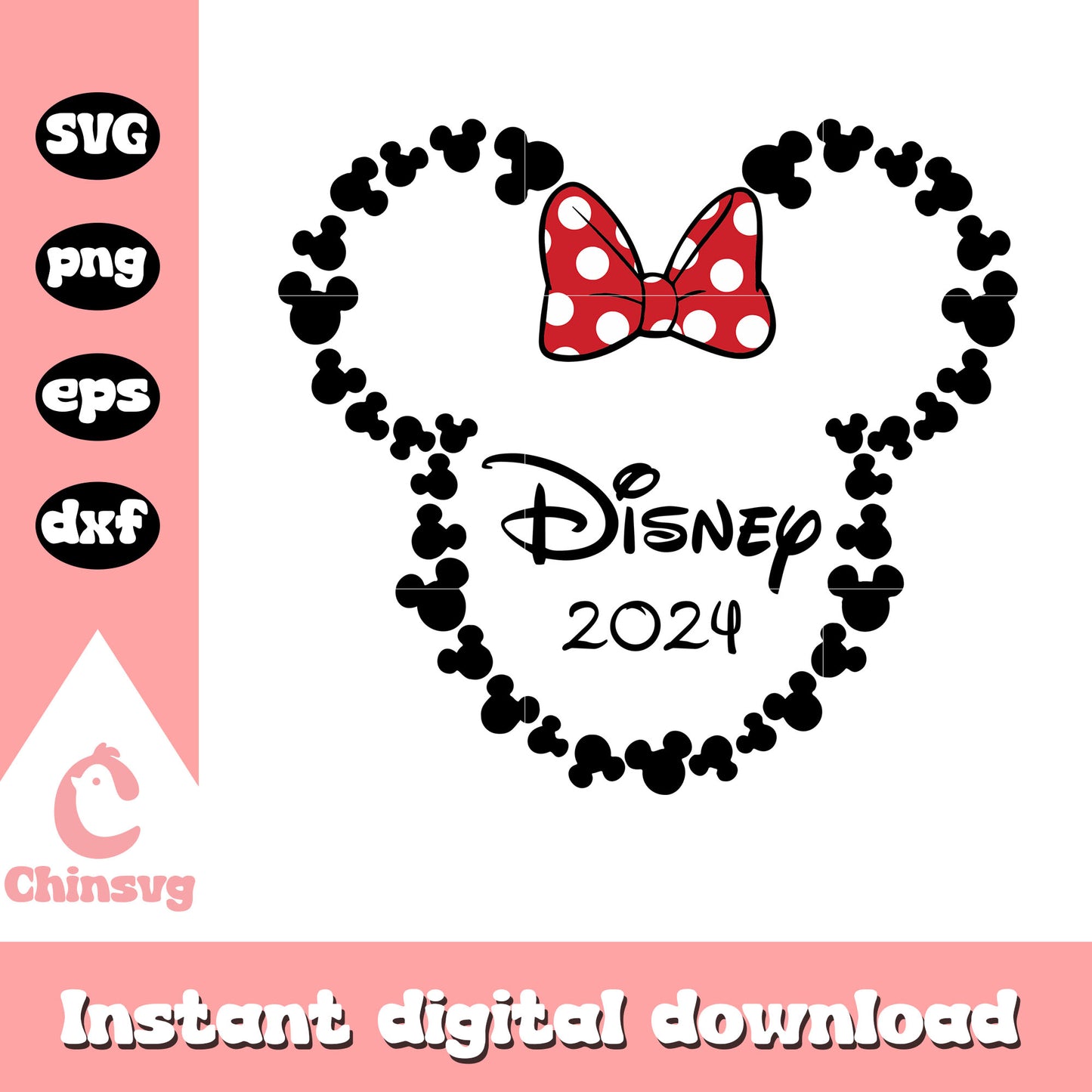 Minnie head disney 2024 svg, Minnie mouse head svg, disney 2024 svg