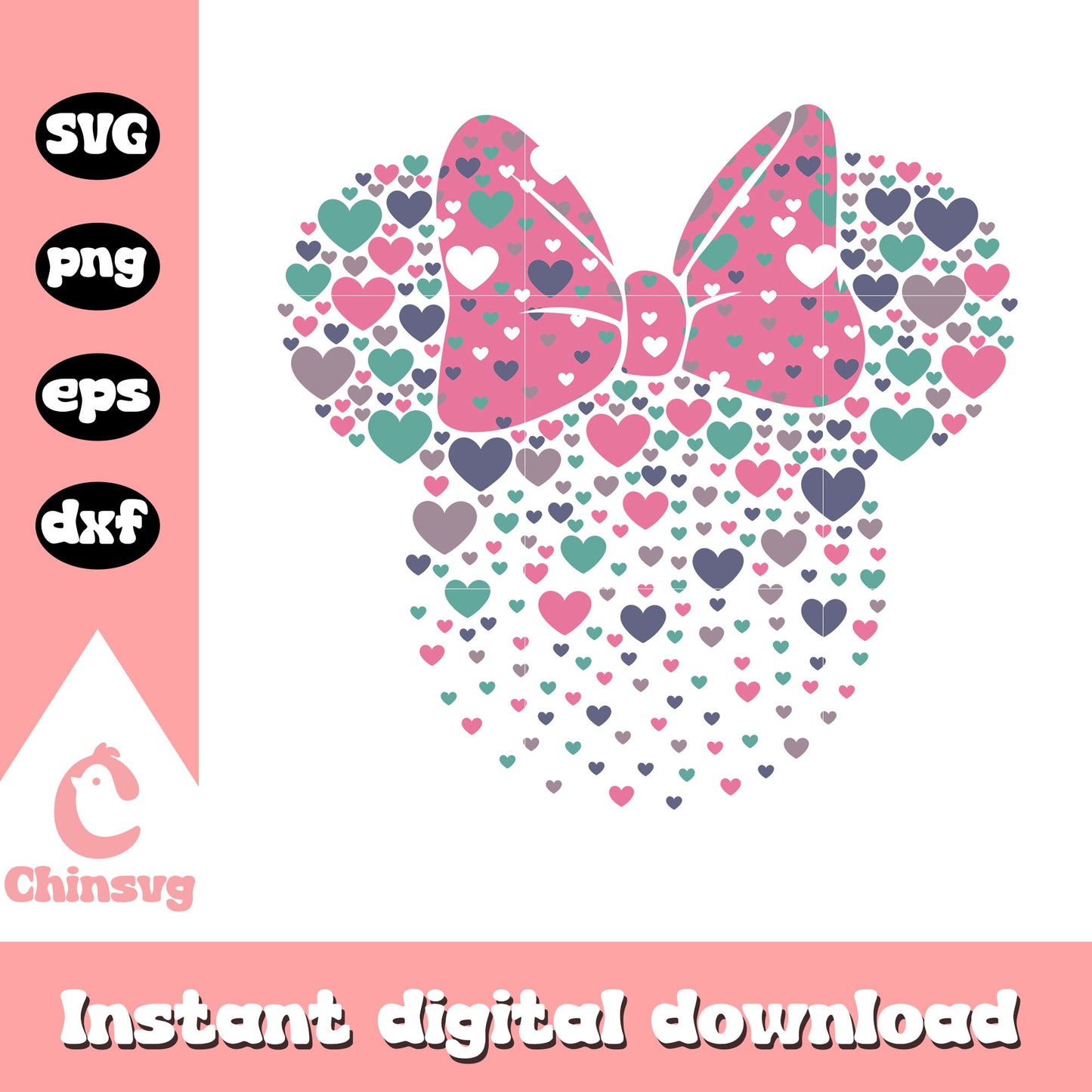 Minnie head heart svg, minnie mouse head svg, disney minnie mouse svg