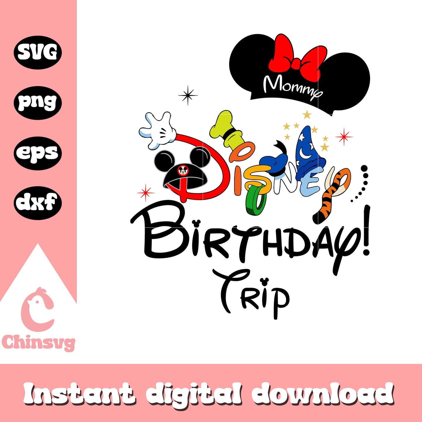 Minnie mommy disney birthday trip svg, minnie mouse ears svg