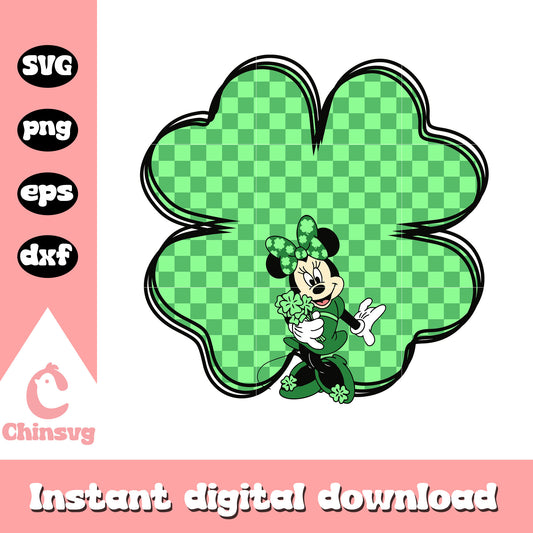 Minnie mouse clover patrick's day svg, st patrick's day svg