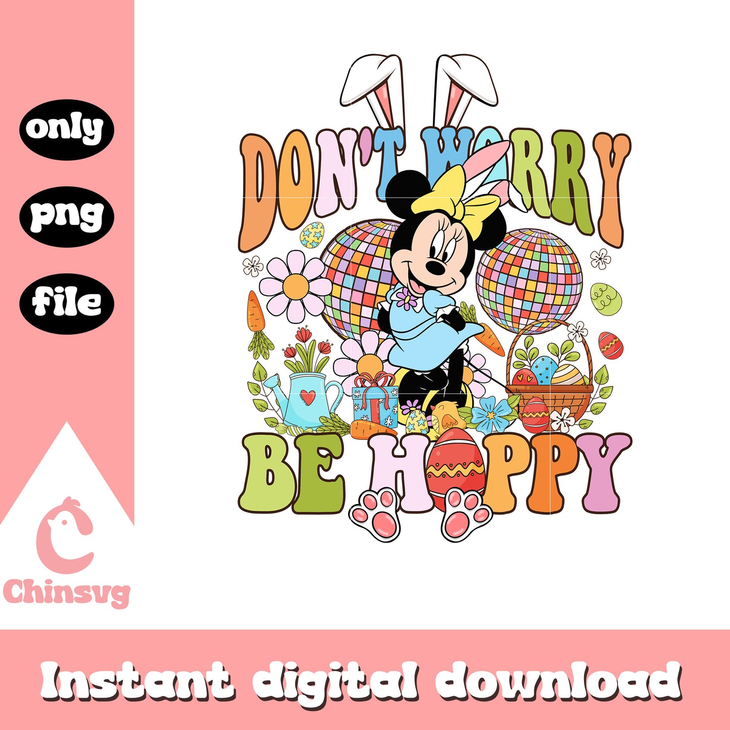 Minnie mouse easter quotes png, easter bunny png, be hoppy png