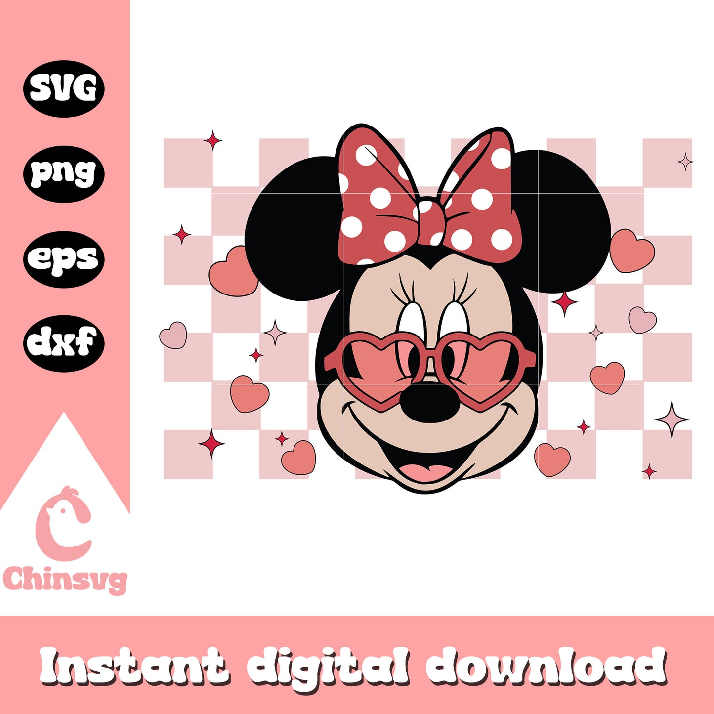 Minnie mouse glasses valentine svg, disney valentine svg