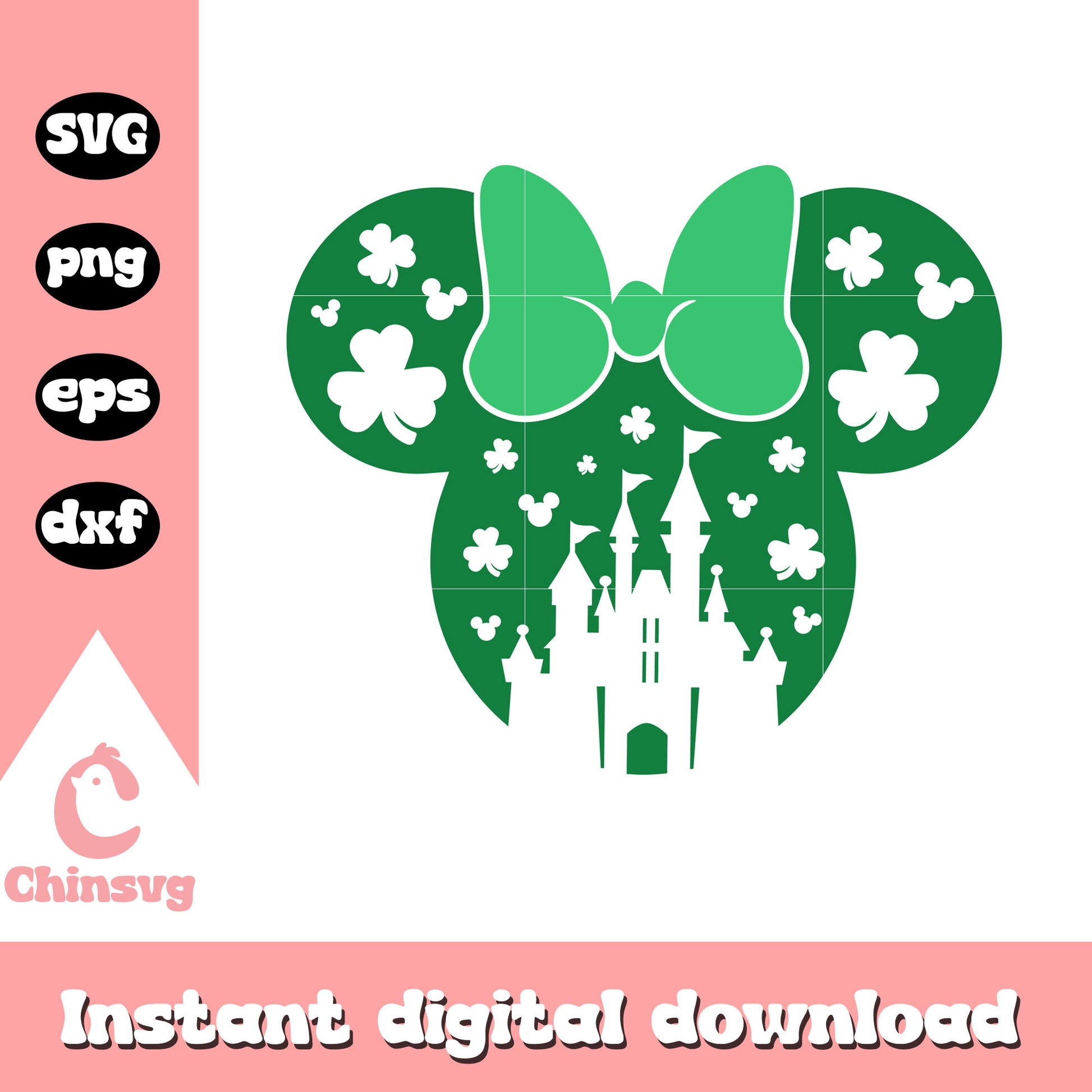 Minnie mouse head castle patrick's day svg, st patrick's day svg