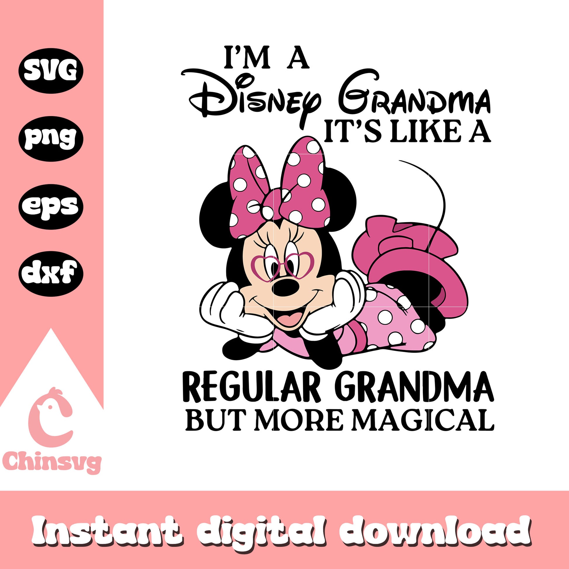 Minnie mouse i'm a disney grandma svg, minnie mouse face svg