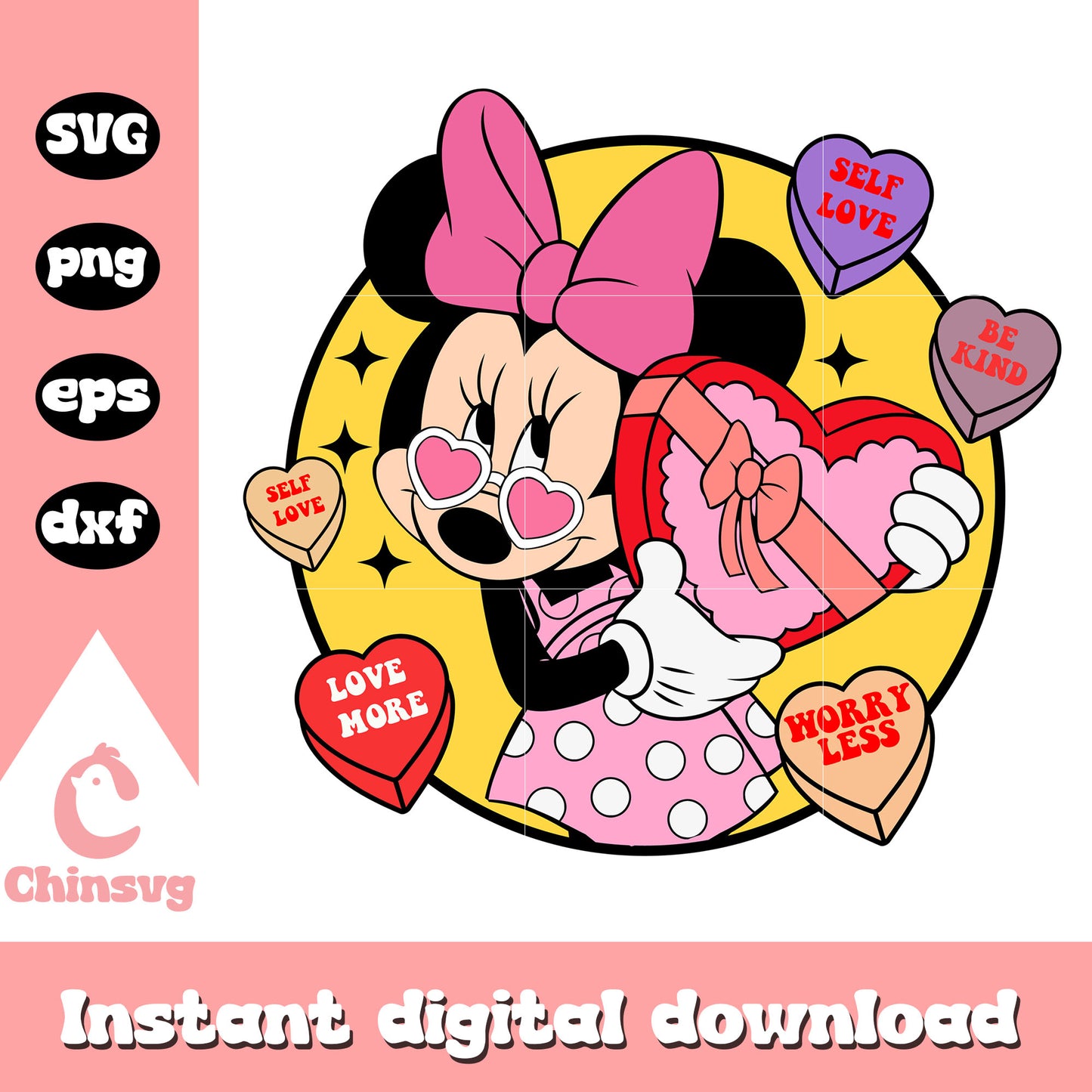 Minnie mouse self love valentine svg, minnie mouse valentine