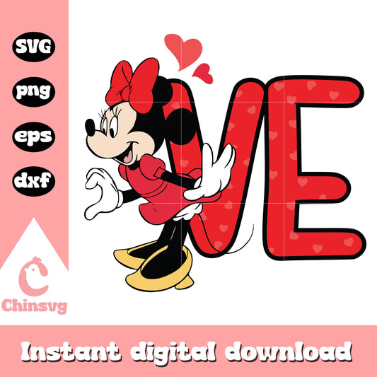 Minnie mouse ve valentine design svg, minnie mouse svg, disney valentine svg